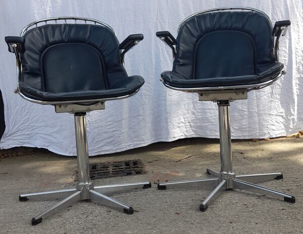 Paire de fauteuils Gastone Rinaldi Radiofreccia chrome