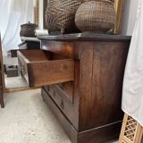 Chest of drawers in wood and gray marble with 4 drawers nineteenth century