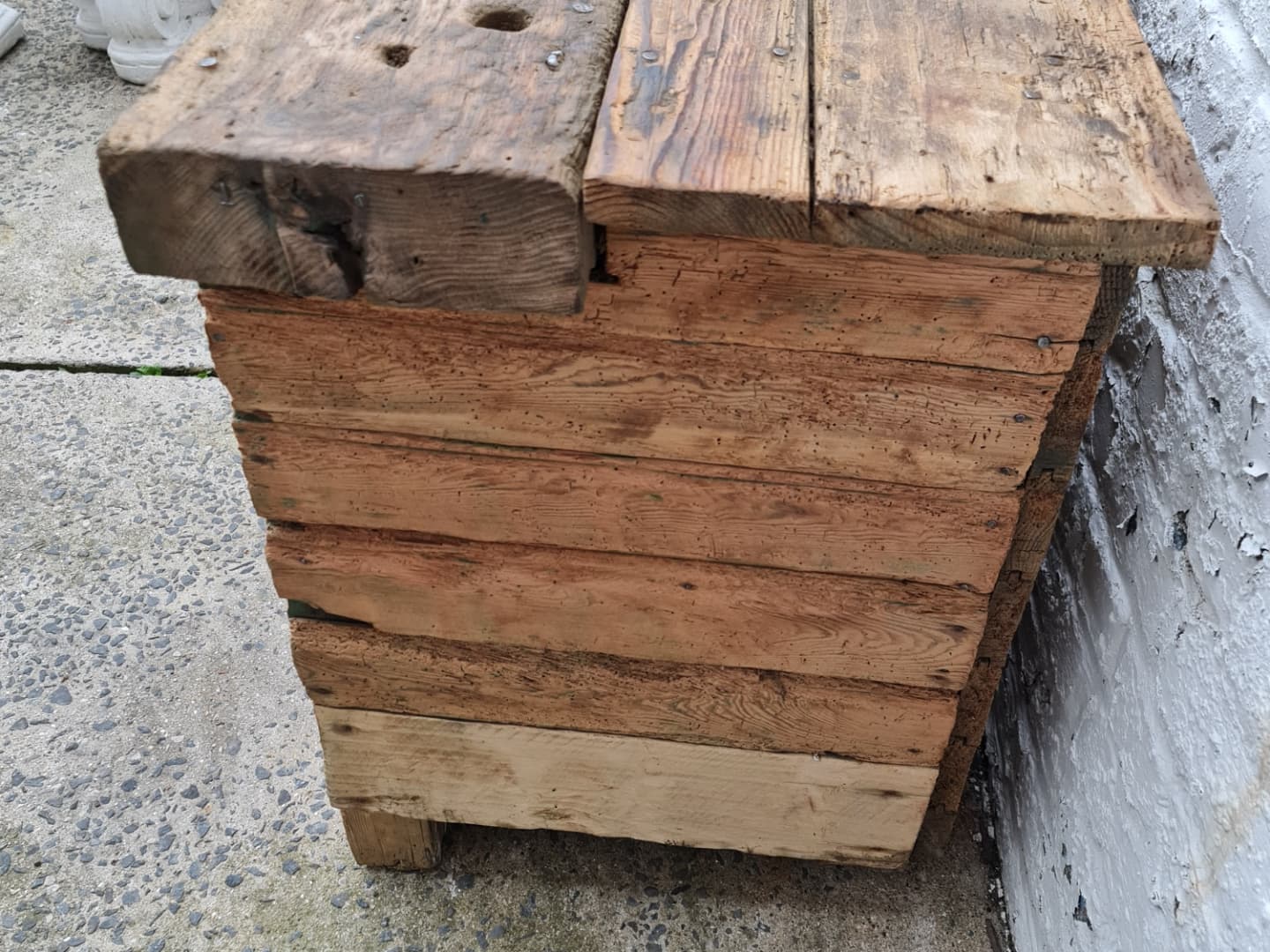 Old established a door and five drawers raw wood