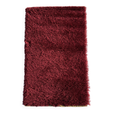 Tapis Rya en laine tissé à la main, design scandinave rouge vintage, années 1970