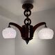 Art Deco chandelier in wood and glass from Clichy