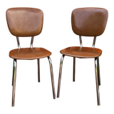 Paire de chaises en simili cuir