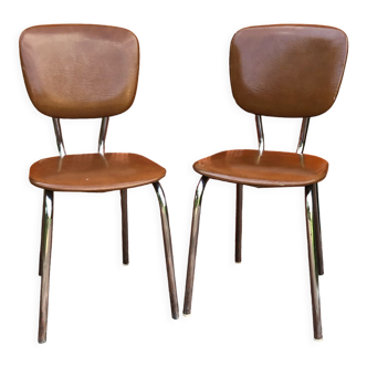 Paire de chaises en simili cuir