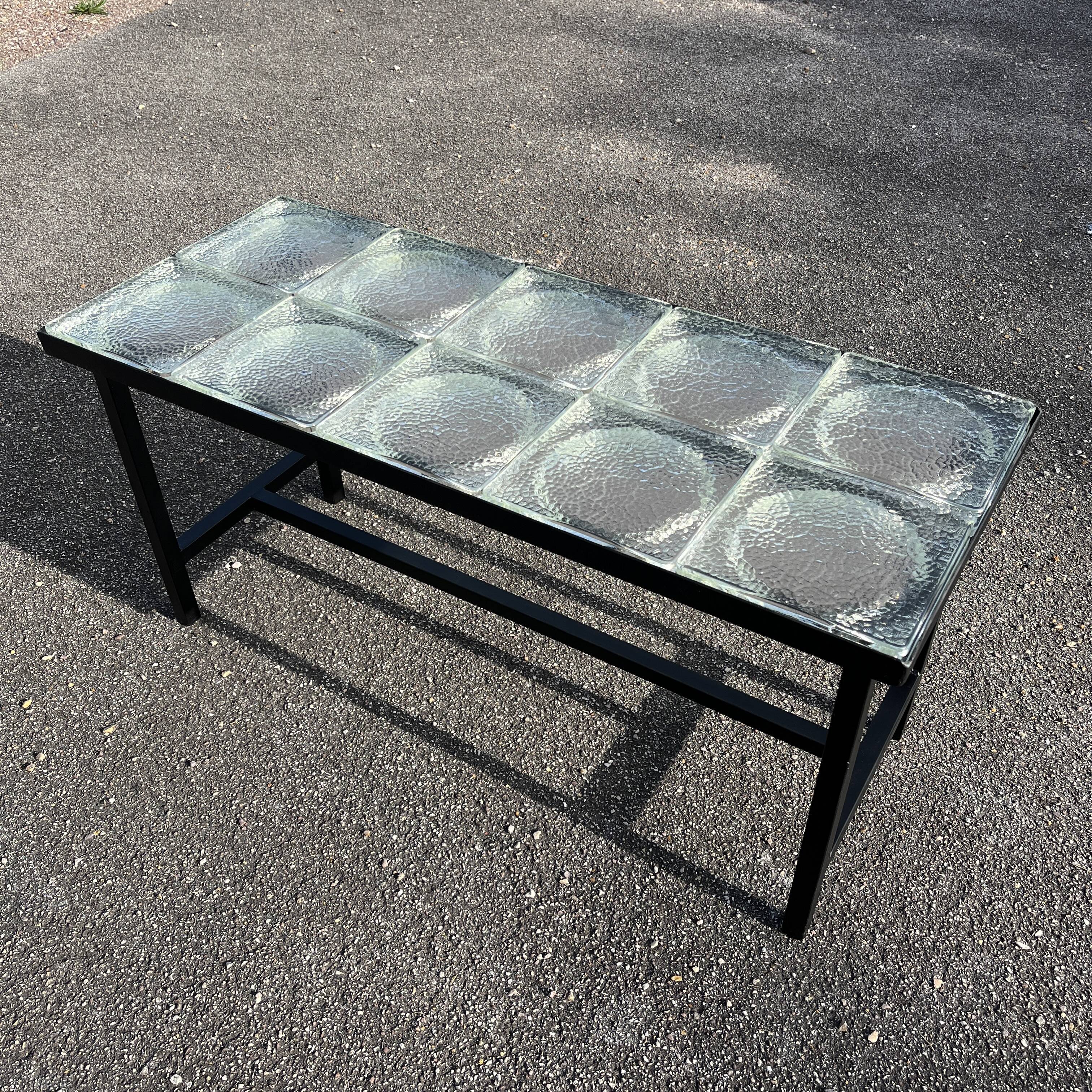 Table basse moderniste carreaux de verre Saint Gobain