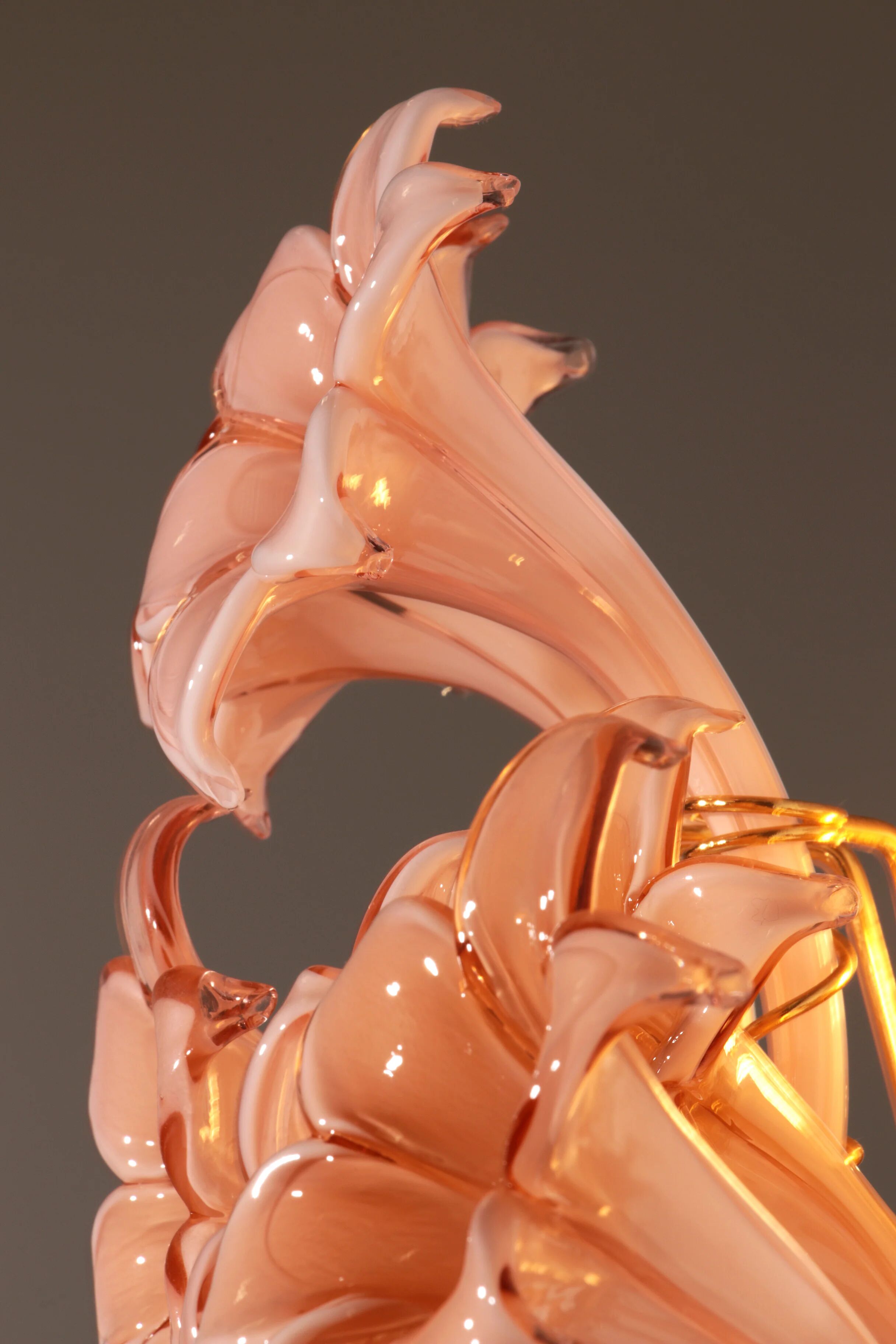 Pink lily spectacular Murano wall lamps by Franco Luce 1970