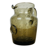 Vintage smoked bubbled glass pitcher