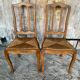 Pair of Antique Art Nouveau Chairs with Wooden Frame + Woven Straw Seat Vintage