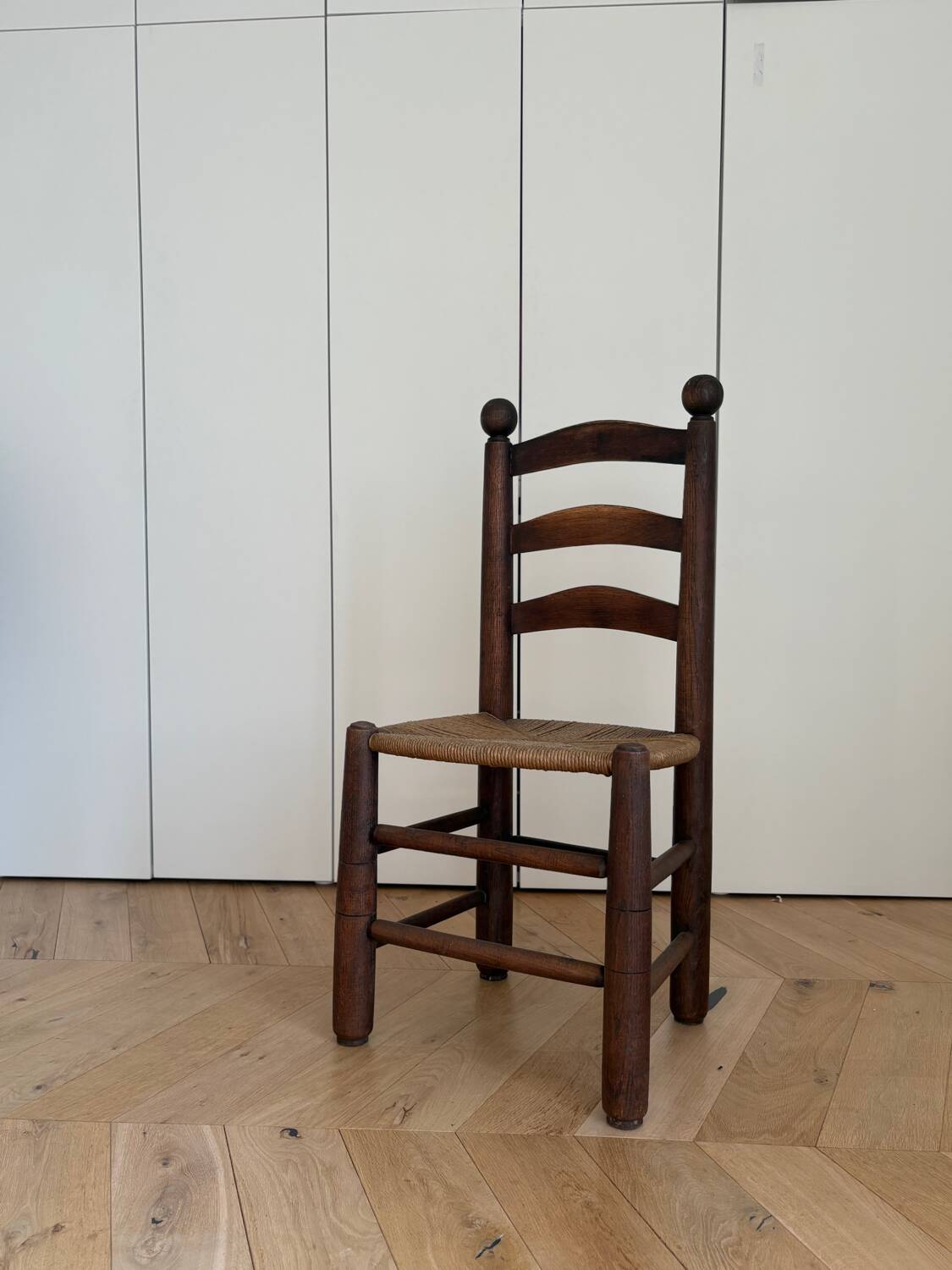 Lot de 6 chaises en bois massif/ paillées / style Dudouyt