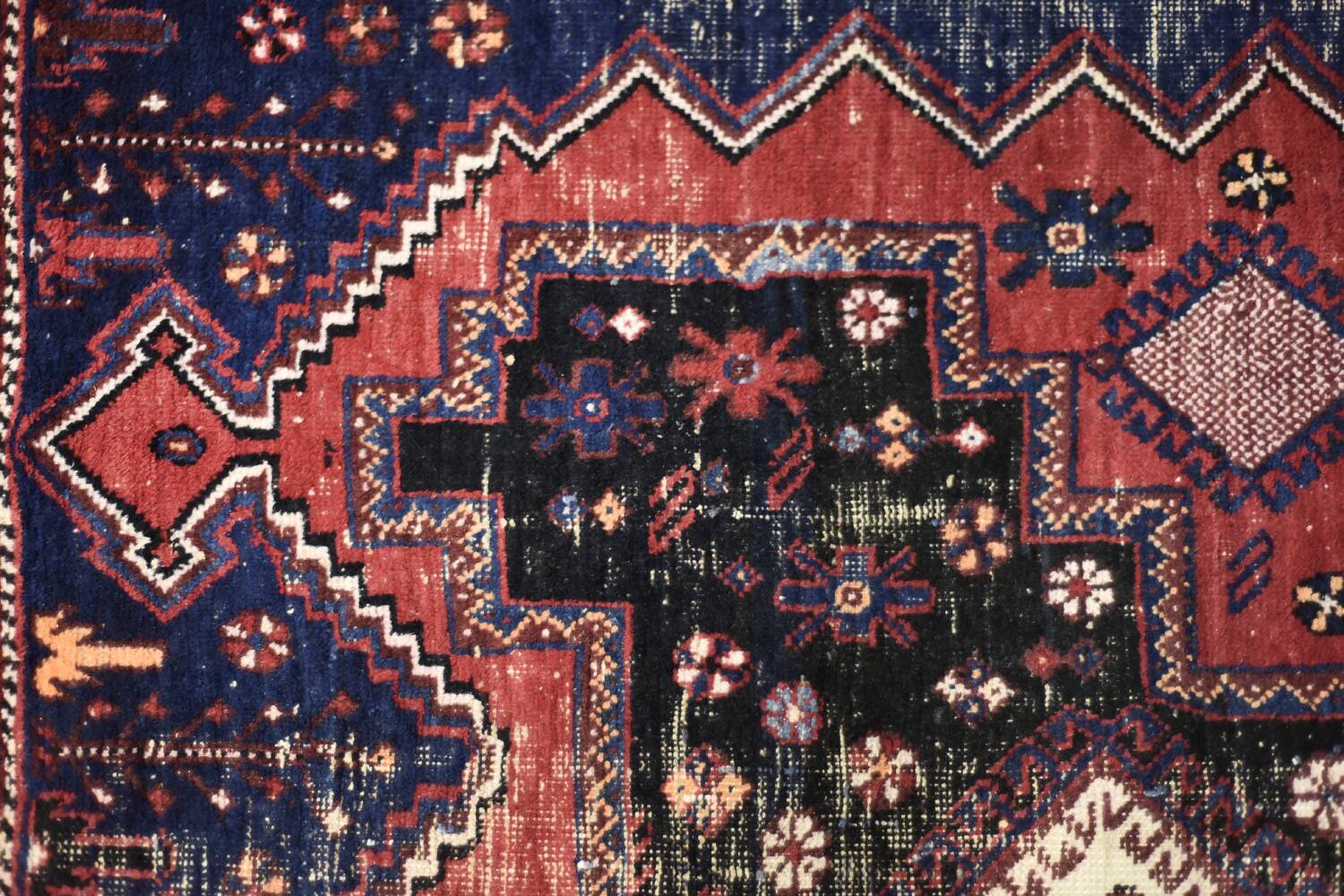 Handwoven Afshar oriental rug, Middle East, 1950s