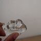 Pair of crystal salt cellars from Daum France with box and spoon.