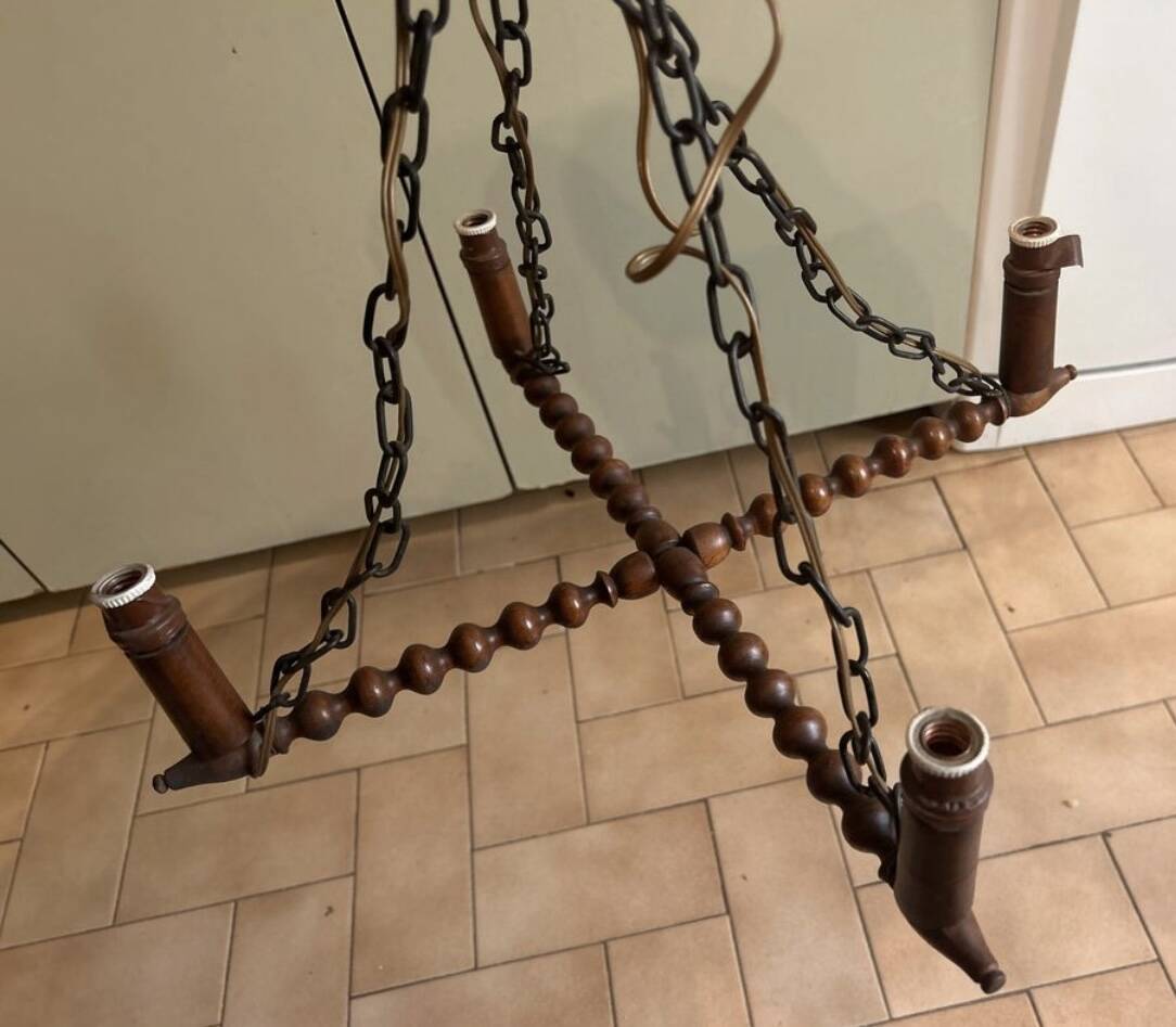 Twisted wood chandelier