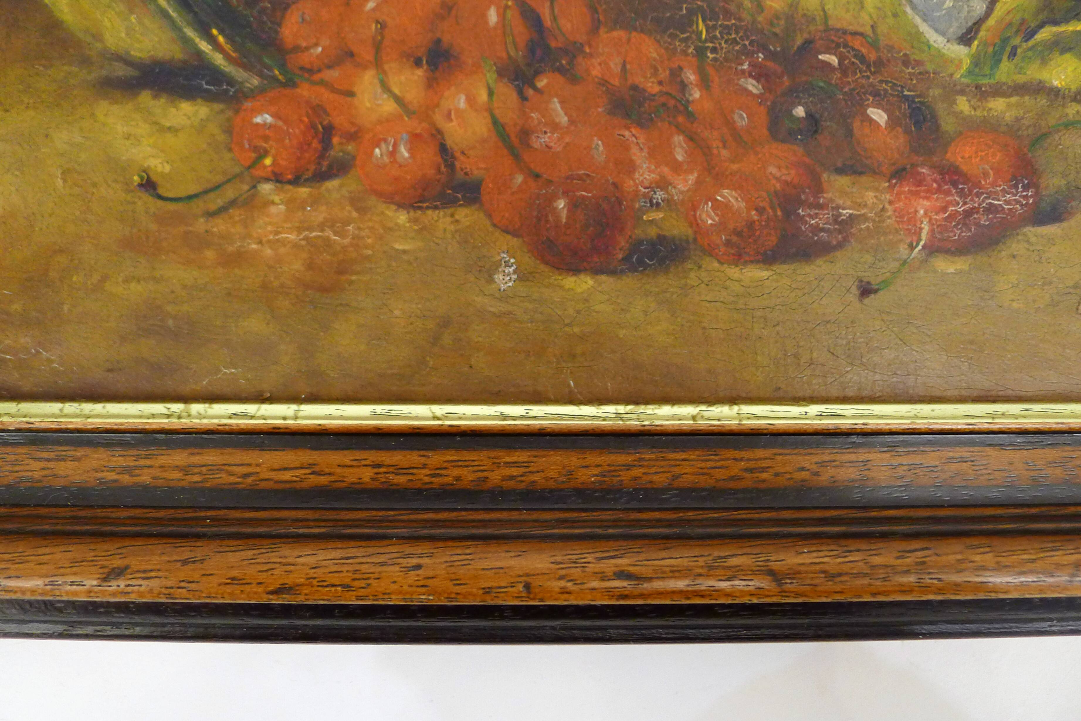 Still Life with Cherries and Lemon, oil on canvas early 20th century