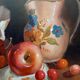 Table Oil Still Life Fruits Cherries Apples and Jug signed***framed***