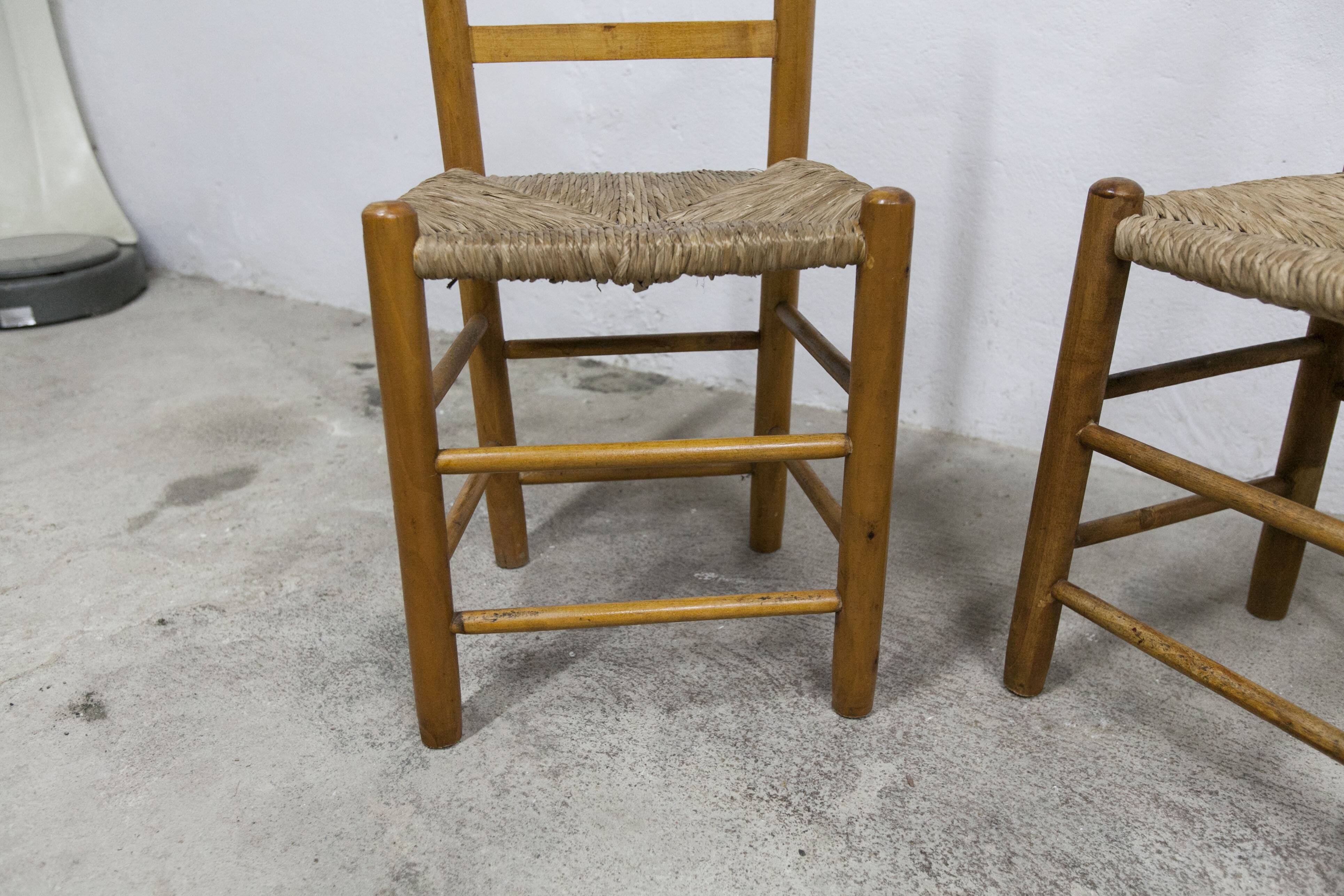 Pair of rustic chairs in solid ash