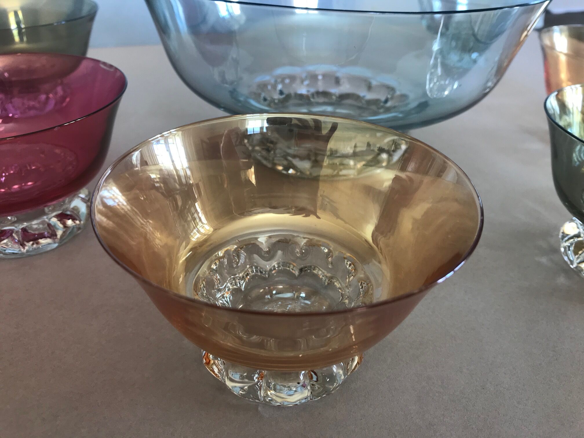 Cut and old coloured bowls