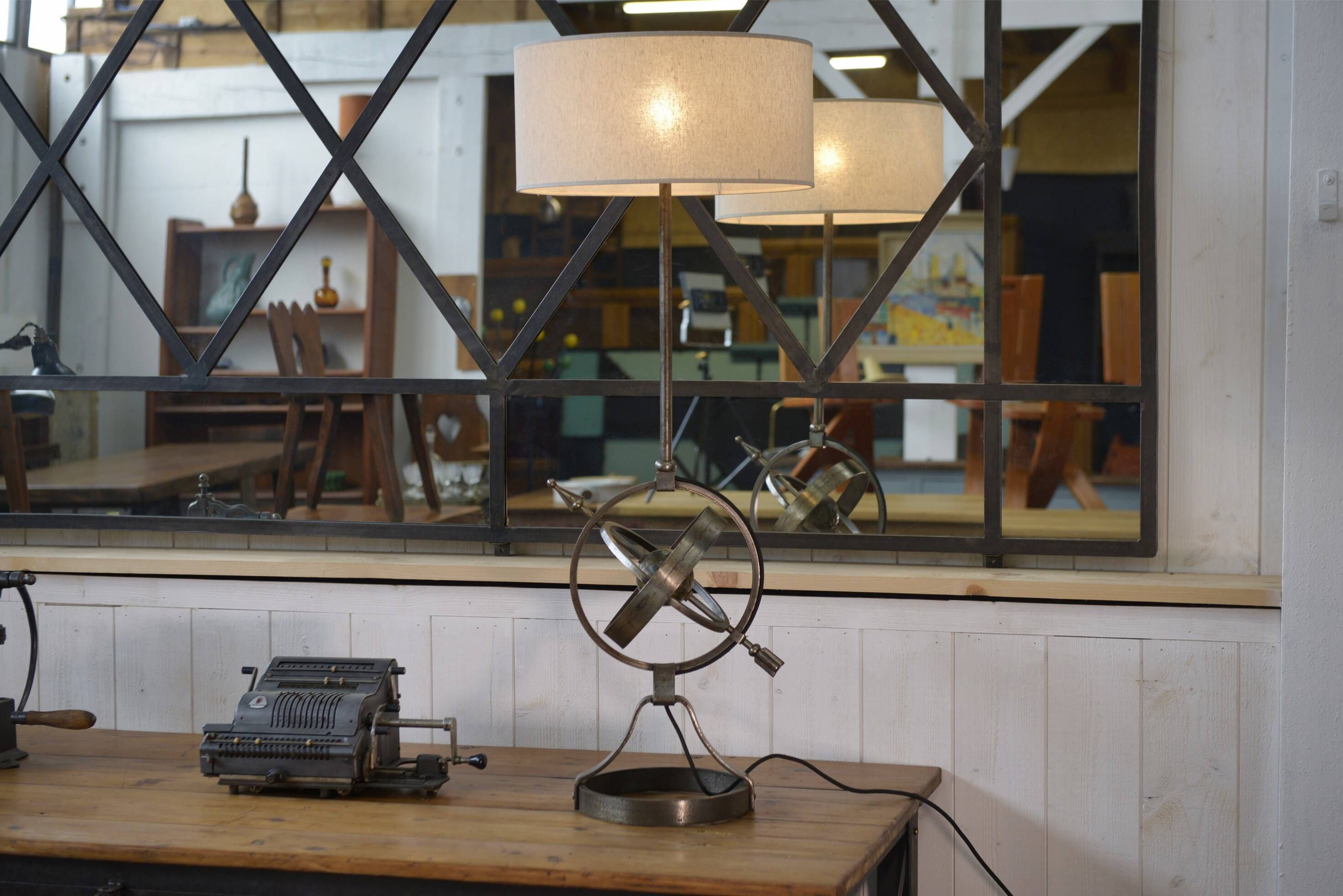 Neo-classical astrolabe lamp by Jean-Pierre Ryckaert 1960s