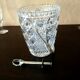 Diamond cut crystal ice bucket with ice tongs