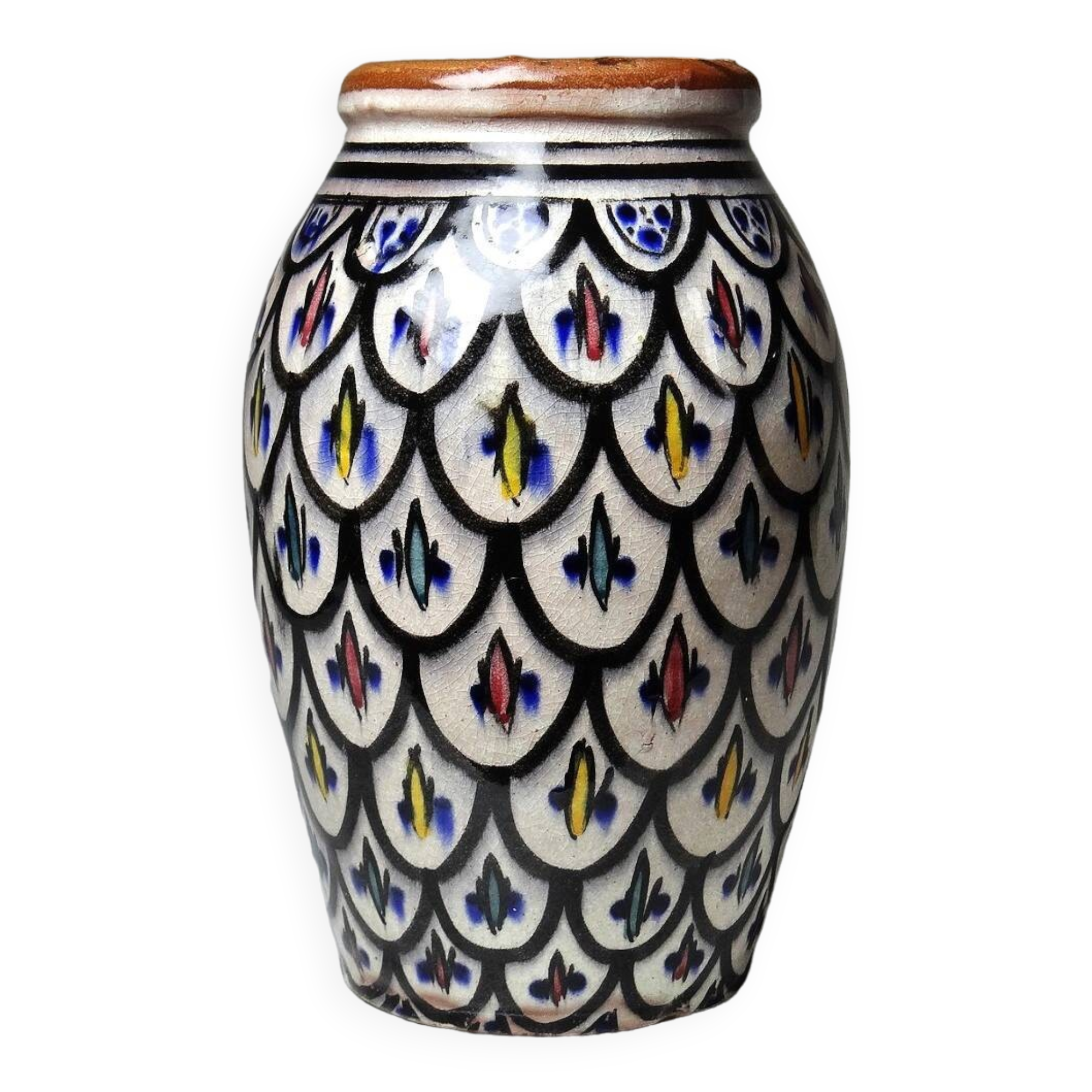 Small Moroccan Safi vintage handcrafted pottery vase