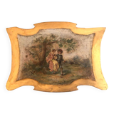 Old Decorative Golden Wood Plate