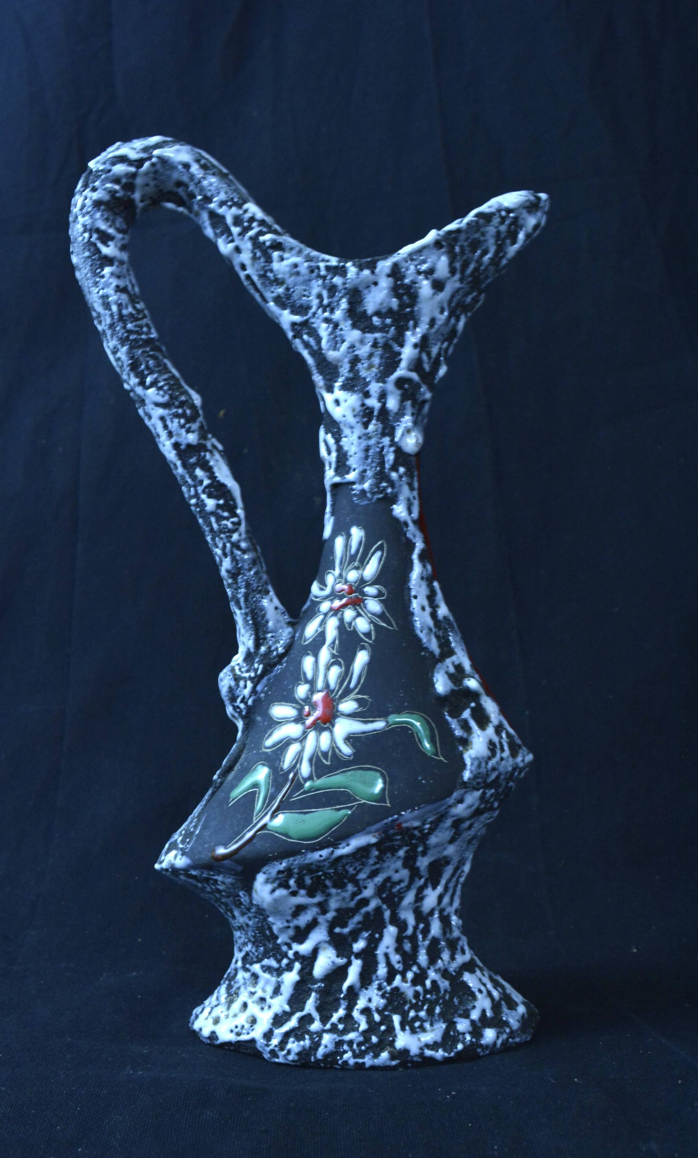 Italian enameled ceramic pitcher / vase - L'Arc d'Auguste.