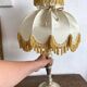 56 cm retro lamp in silver metal with fringed lampshade