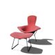Bird Chair & Ottoman Harry Bertoia for Knoll - Black Mesh & Red Fabric
