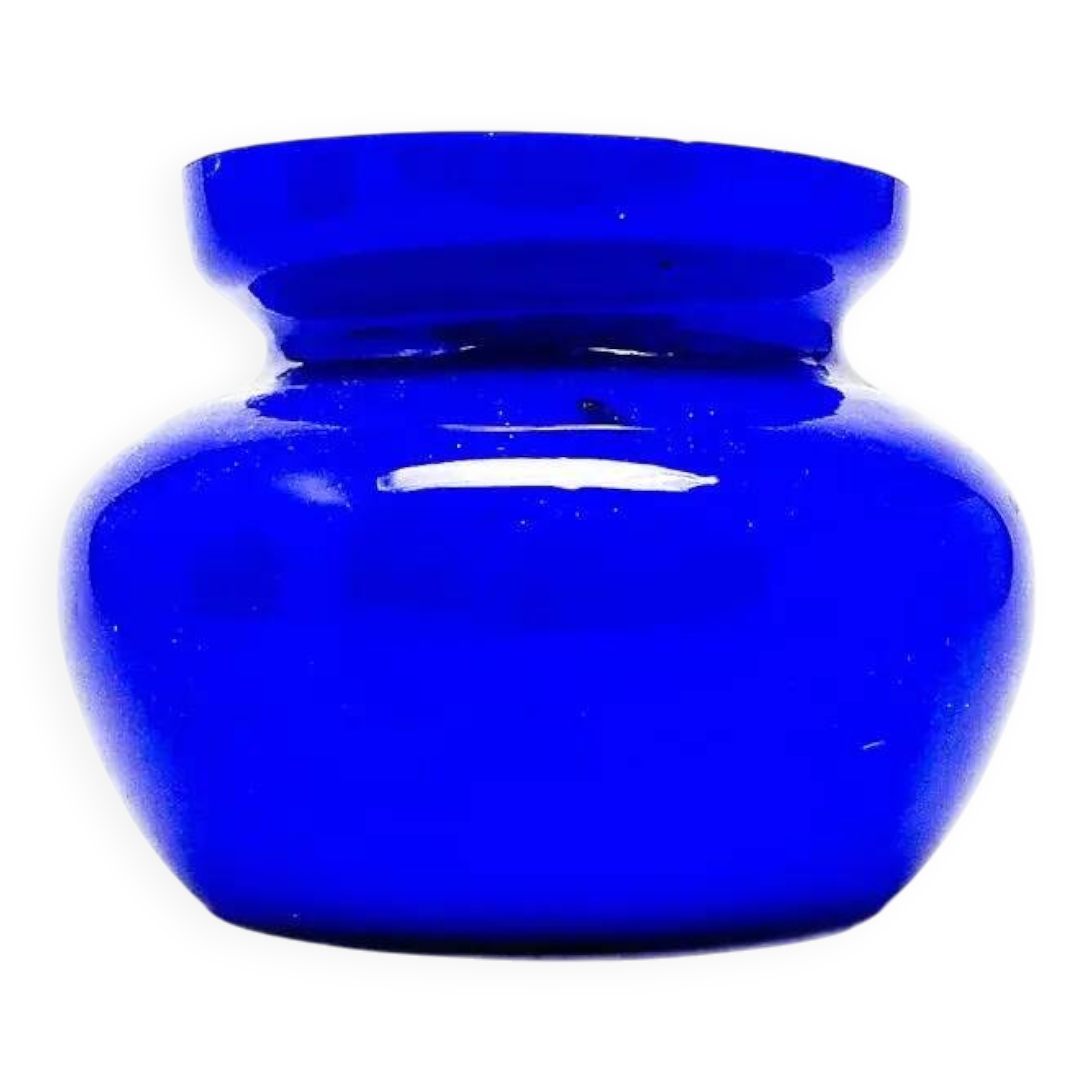 Vase postmoderne, verre bleu, Pologne, années 1970