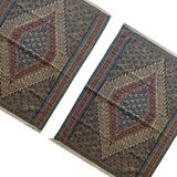 Pair of blue & green silk and wool kilims handmade persian rugs