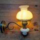 White opaline wall lamp metal, vintage 1960