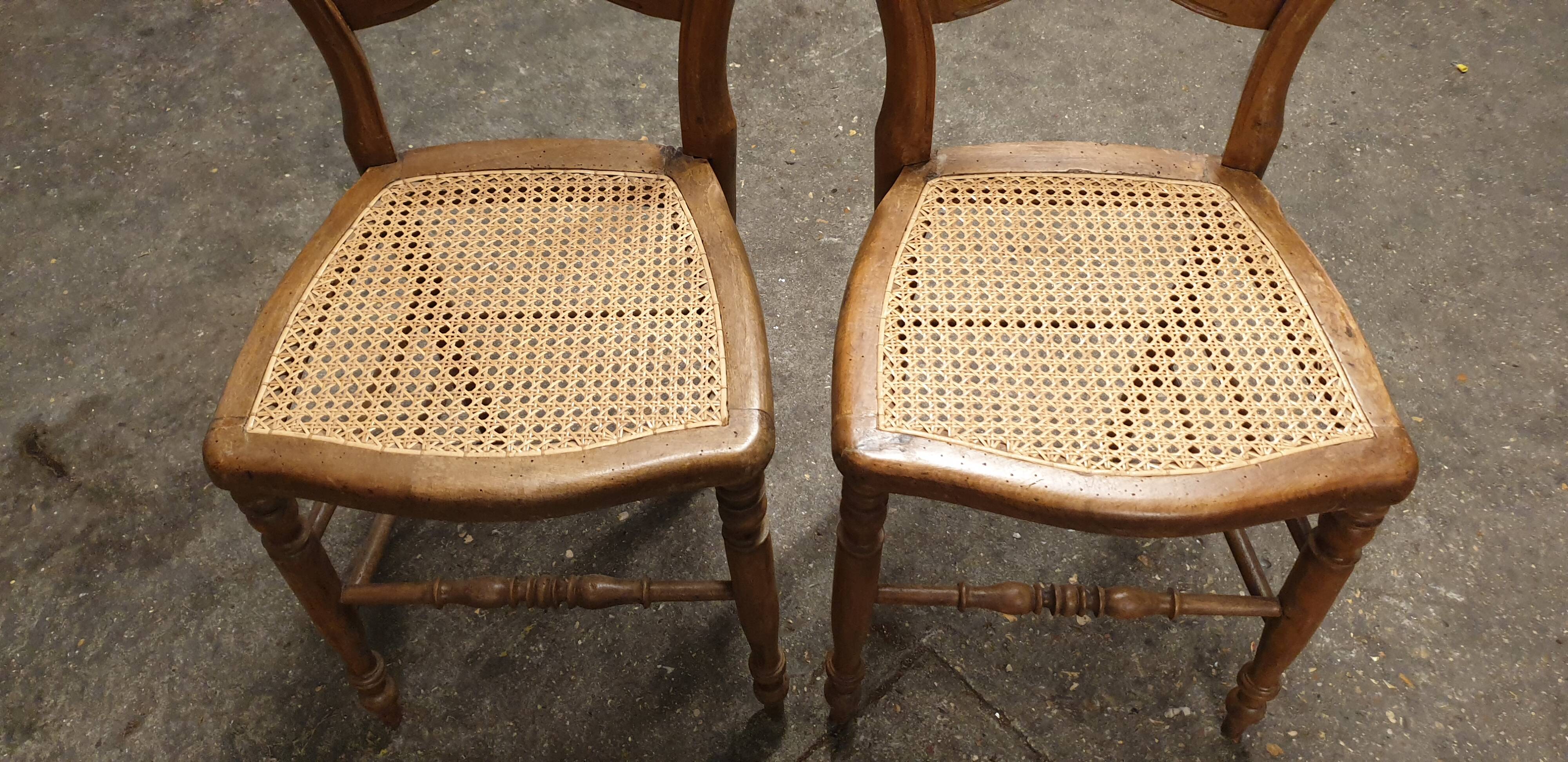 Pair of Louis Philippe walnut/Canage chairs