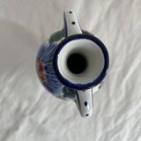 Gien earthenware vase, Peony model, vintage, polychrome floral decoration