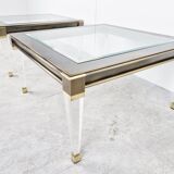 Tables d’appoint vintage en lucite et laiton, années 1980