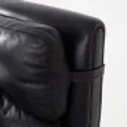 Fauteuil en cuir noir, design danois, années 1970, production : Danemark