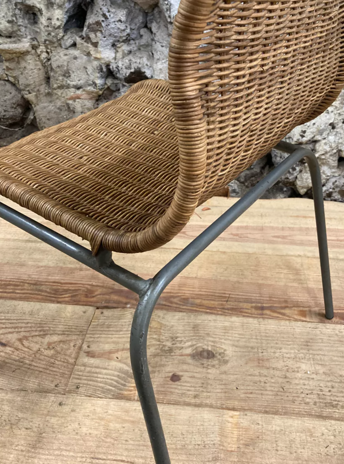 Vintage 1980 Ikea chair in rattan and aluminum