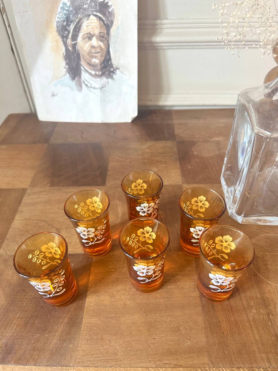 Set of six antique liqueur glasses