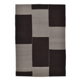 Tapis Kilim en laine noué main noir et taupe, 174 x 251 cm