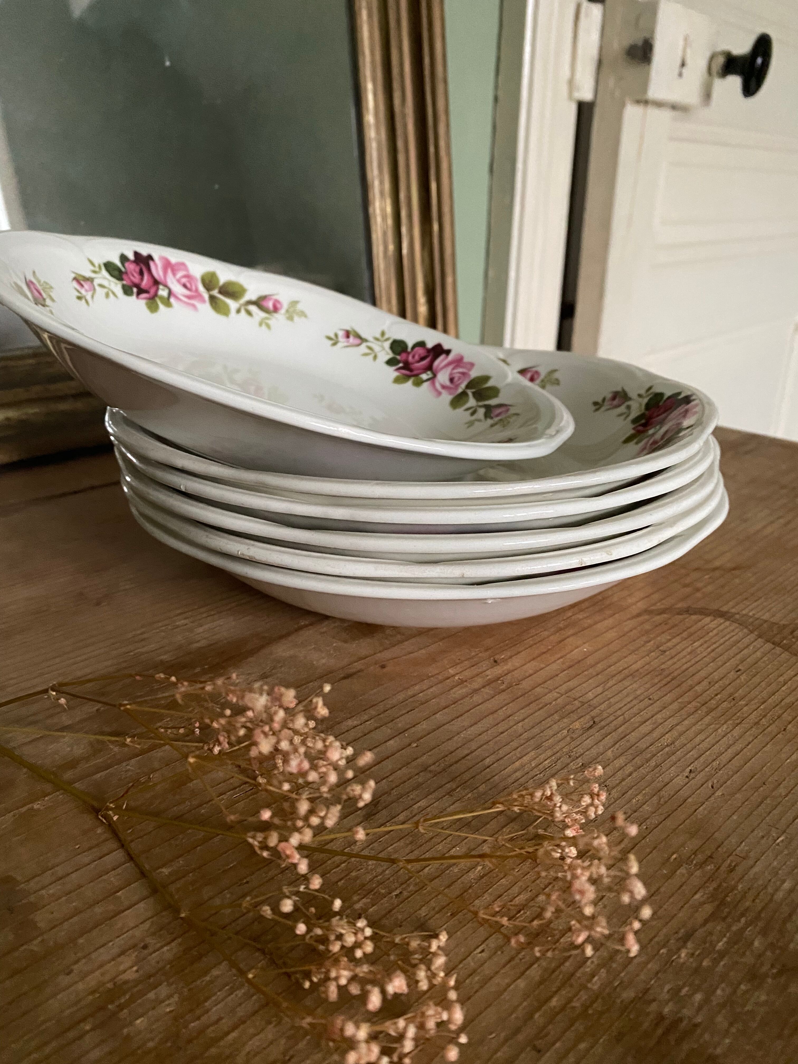 Set of 6 old hollow plates Gien model Champs