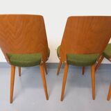Set of 4 vintage Baumann Mondor chairs in terry cloth wood