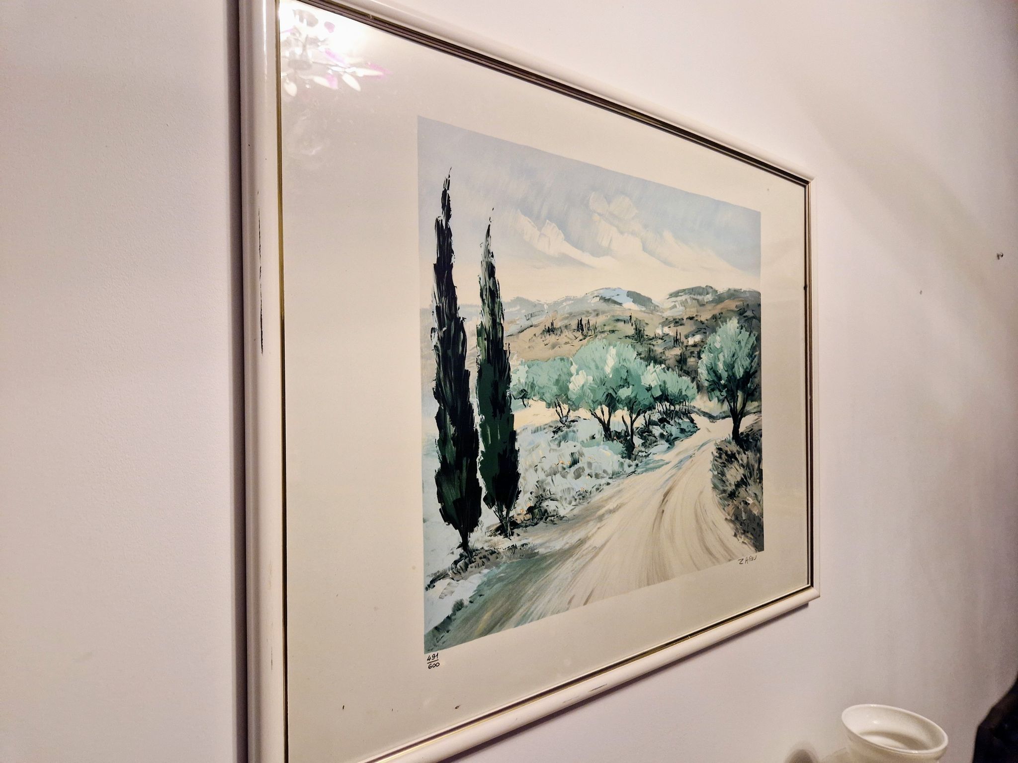 Lithographie "Chemin de l'oliveraie" par Victor Zarou