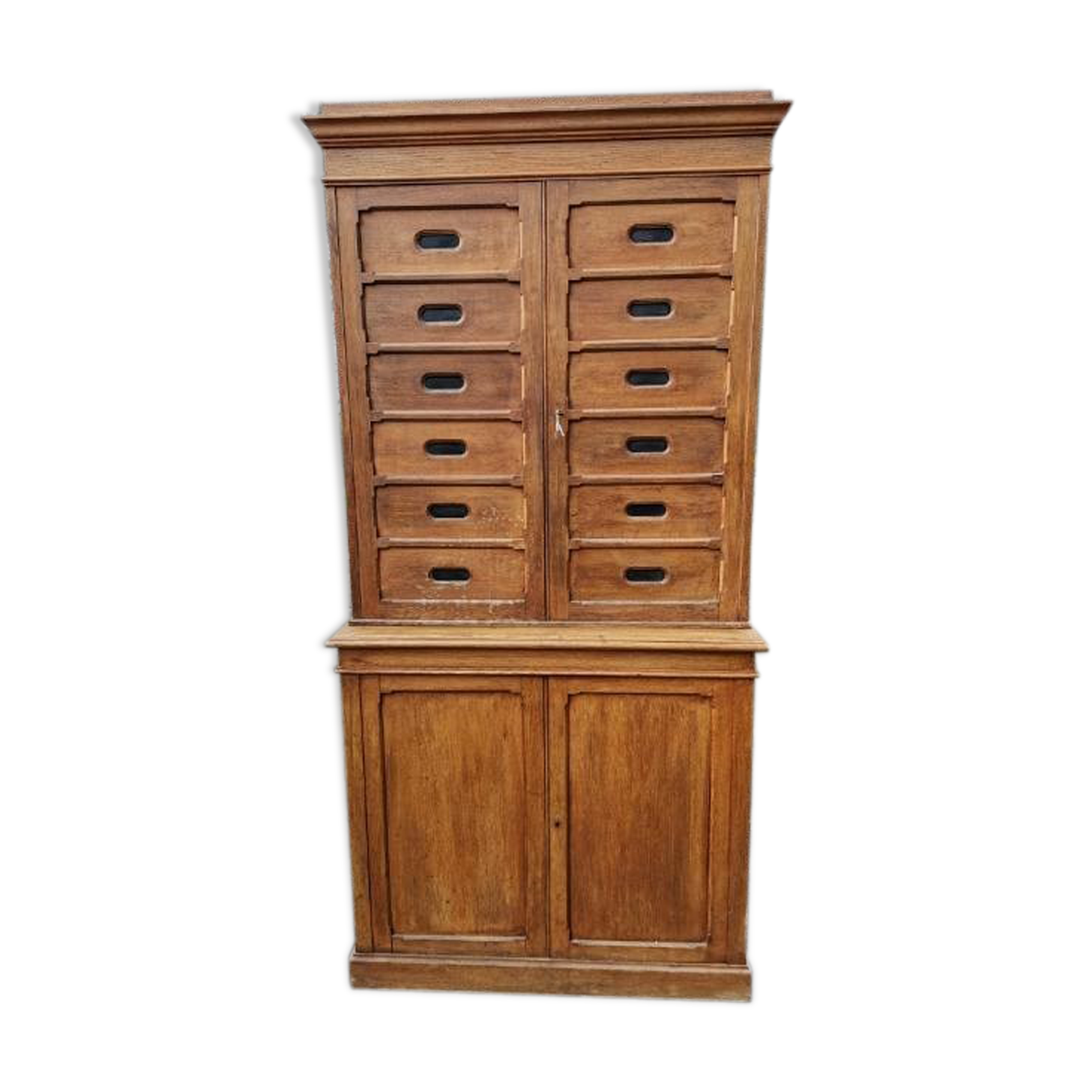 Solid oak store furniture with label door on doors