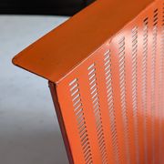 Vintage metal magazine rack in perforated orange/Mathieu Mategot style/70s