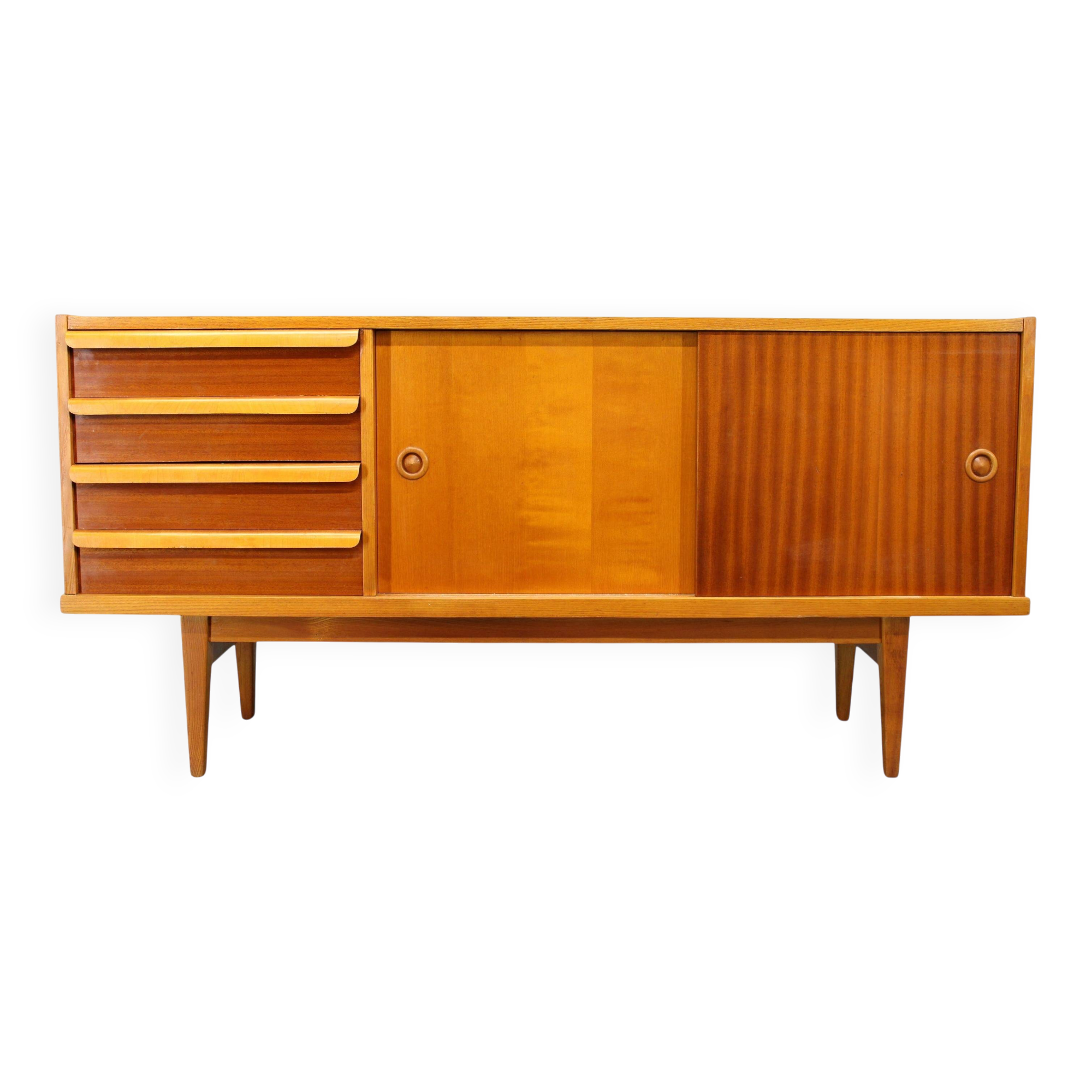 Mid-century teak and maple sideboard, Czechoslovakia, 1960s