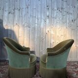 Pair of Napoleon III style crapaud armchairs in two-tone velvet.