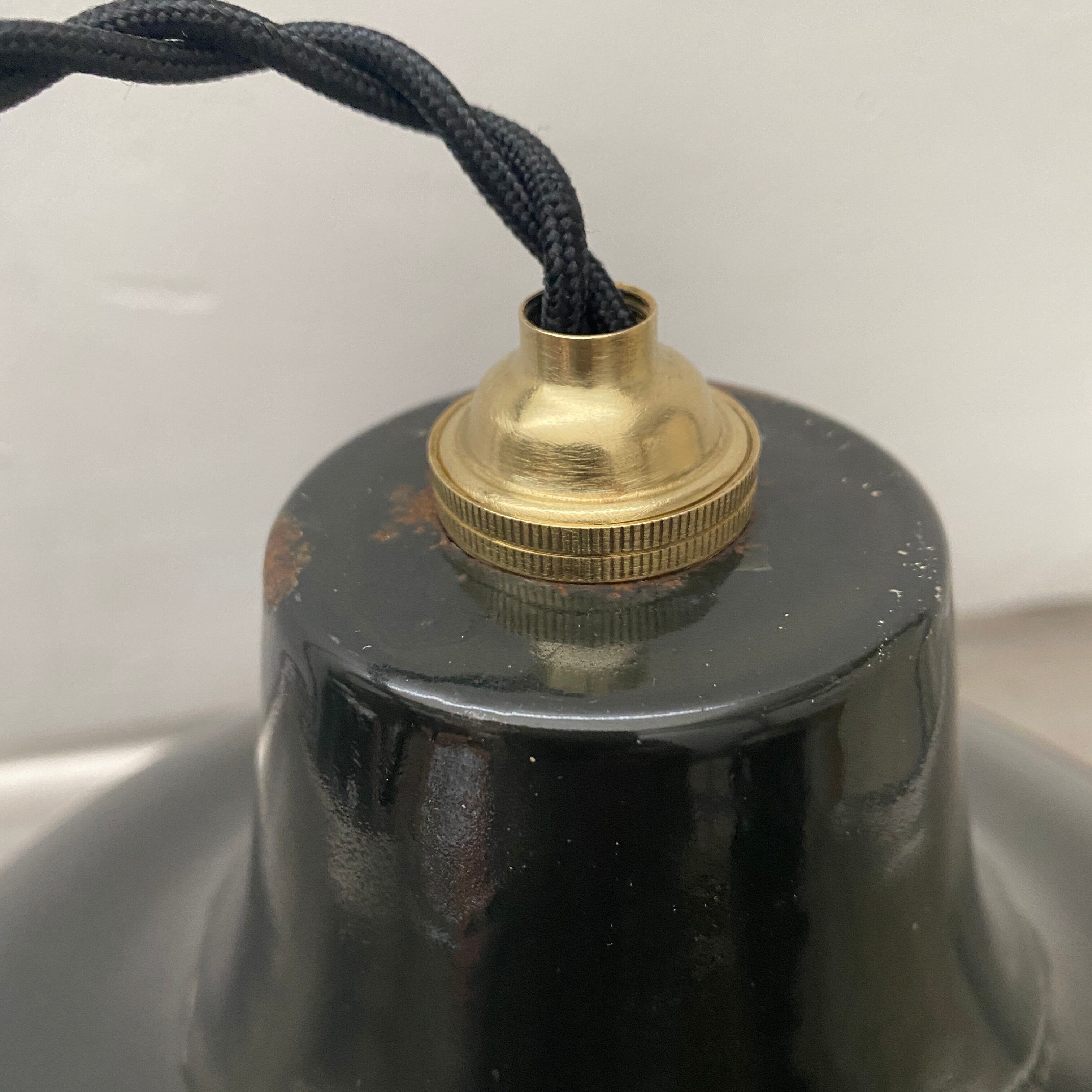 Lot 2 antique industrial lampes hanging emaillee 36 cm