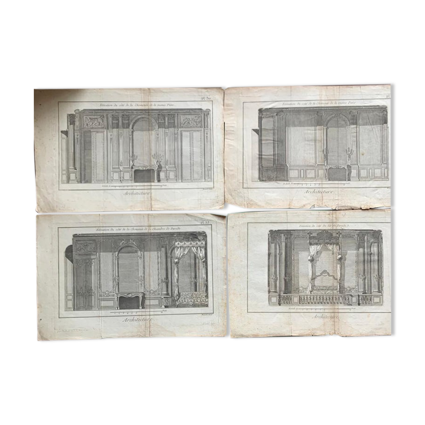 Jacques Renaud Bernard, Set of 5 architectural engravings, eighteenth century
