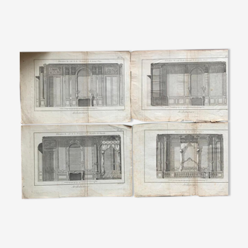 Jacques renaud bernard, ensemble de 5 gravures d’architecture, xviiième siècle