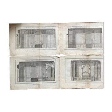Jacques renaud bernard, ensemble de 5 gravures d’architecture, xviiième siècle