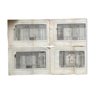 Jacques renaud bernard, ensemble de 5 gravures d’architecture, xviiième siècle