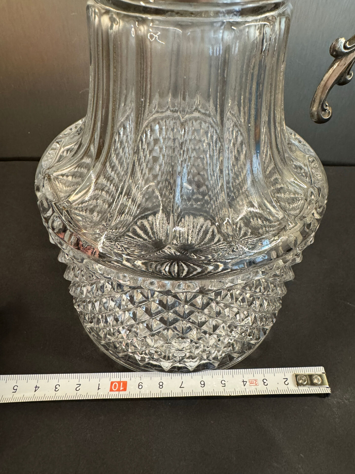 Carafe / decanter jug in moulded glass and silver-plated metal – Silver Pl