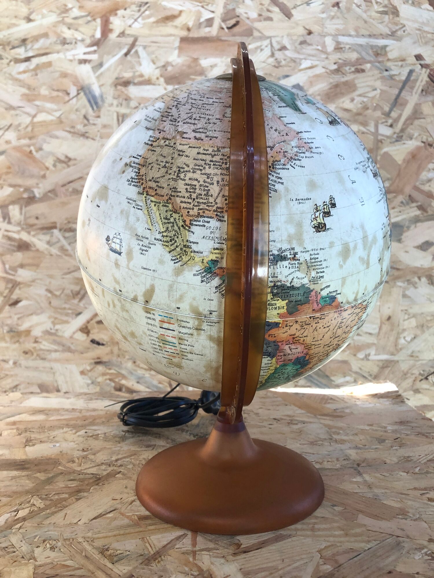 Old globe world map tecnodidattica beige